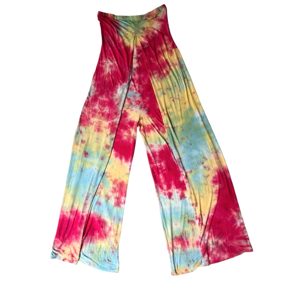 MAGIA USA Tie Dye Palazzo Pants Wide Leg Skirt Illusion M Boho Festival